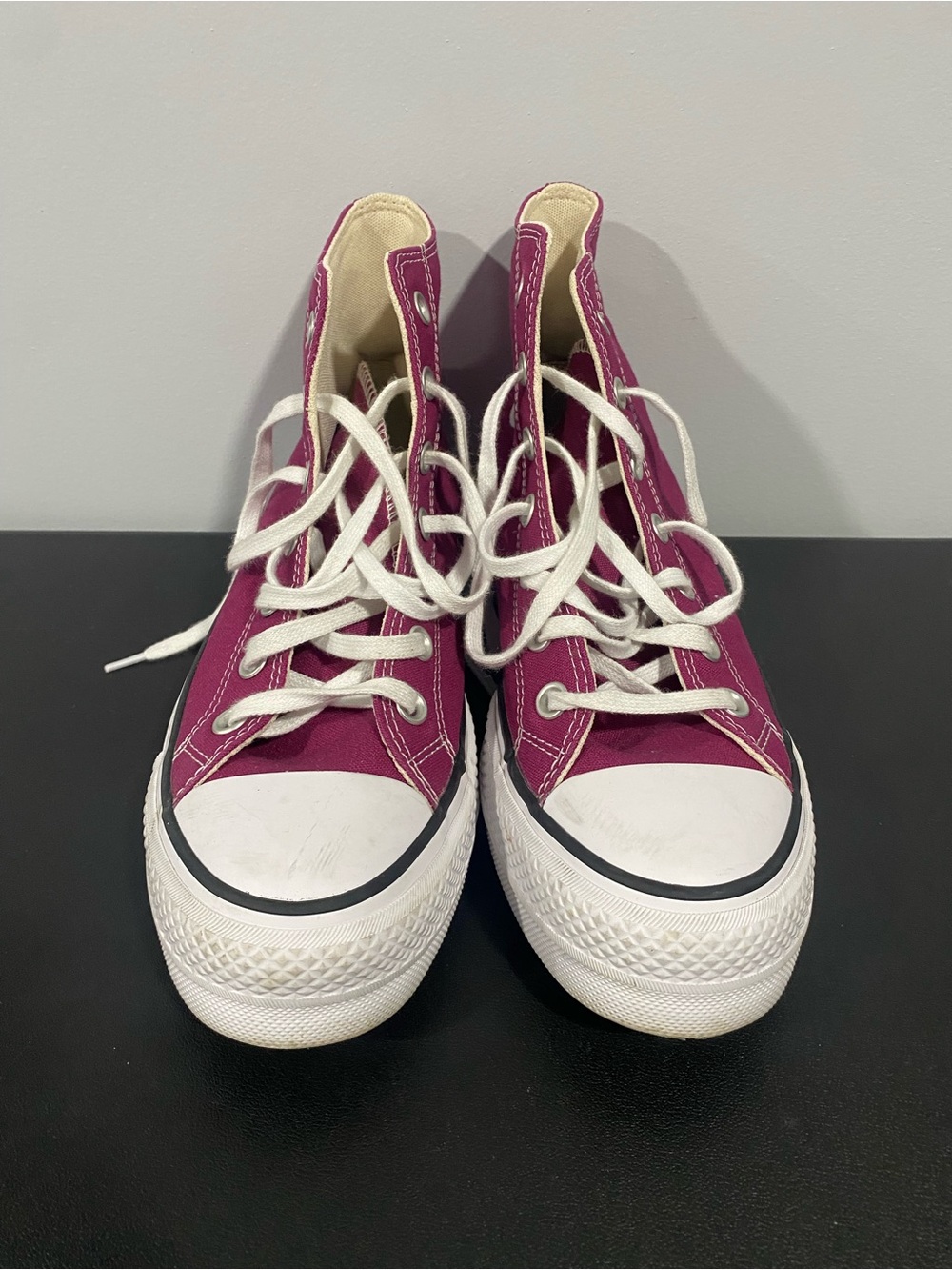 Converse Platform and High-Top Sneakers in Plum